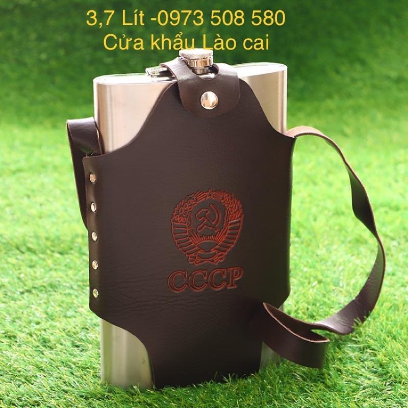 Bình tông 3,8 Lít hàng dày 0,6mm,inox 304 Cccp,tặng bao da như hình