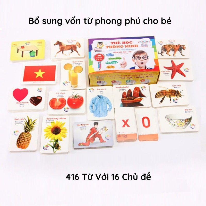 Bộ thẻ học thông minh 16 chủ đề - 416 thẻ cho bé song ngữ anh việt