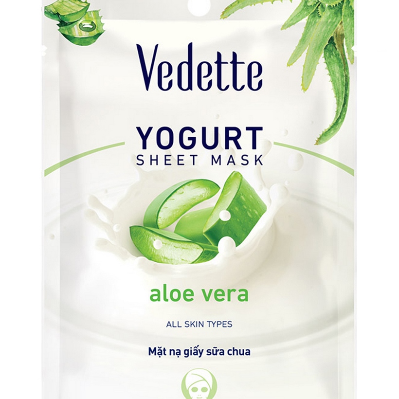 Mặt nạ giấy sữa chua nha đam Vedette Yoghurt Mask Sheet Aloe Vera 22ml