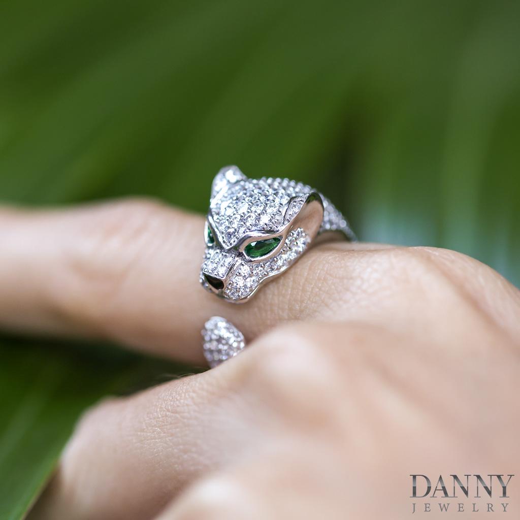Nhẫn Danny Jewelry Bạc Thổ Nhĩ Kỳ Xi Rhodium Đính Đá CZ & Đá Zircon Biểu Tượng Con Báo N0002TNK