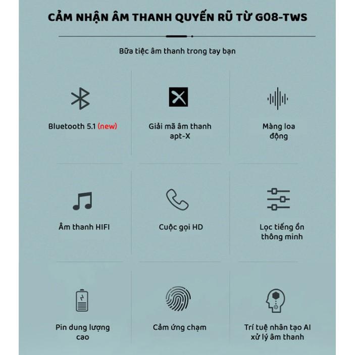 TAI NGHE BLUETOOTH 5.1 ÂM THANH 9D G08-TWS: KHỬ ỔN TUYỆT ĐÔI, PHIÊU TRỌN ÂM TIẾT - Home and Garden