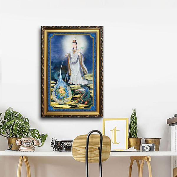 Tranh Phật Quan Âm Cưỡi Rồng W718