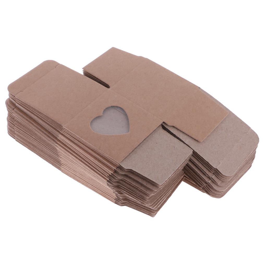 2X 50 Pieces DIY Kraft Rustic Candy Gift Boxes Heart Window Decor Wedding Favor