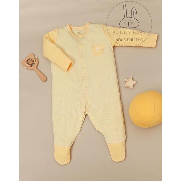 Bộ Nous bodysuit Newborn cho bé sơ sinh kẻ vàng, kẻ xanh lá, xanh gấu