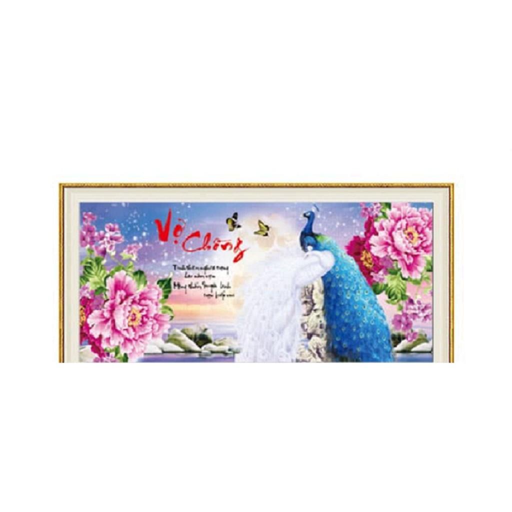 Tranh thêu vợ chồng con công - LV3182
