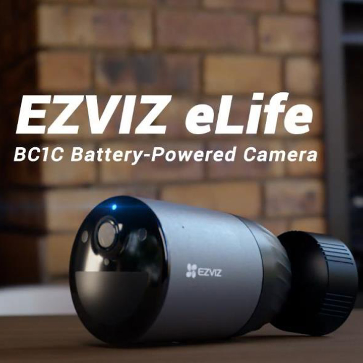 Camera IP Wifi 2MP ngoài trời dùng pin EZVIZ CS-BC1C kèm pin mặt trời CS-CMT-Solar hàng chính hãng Nhà An Toàn