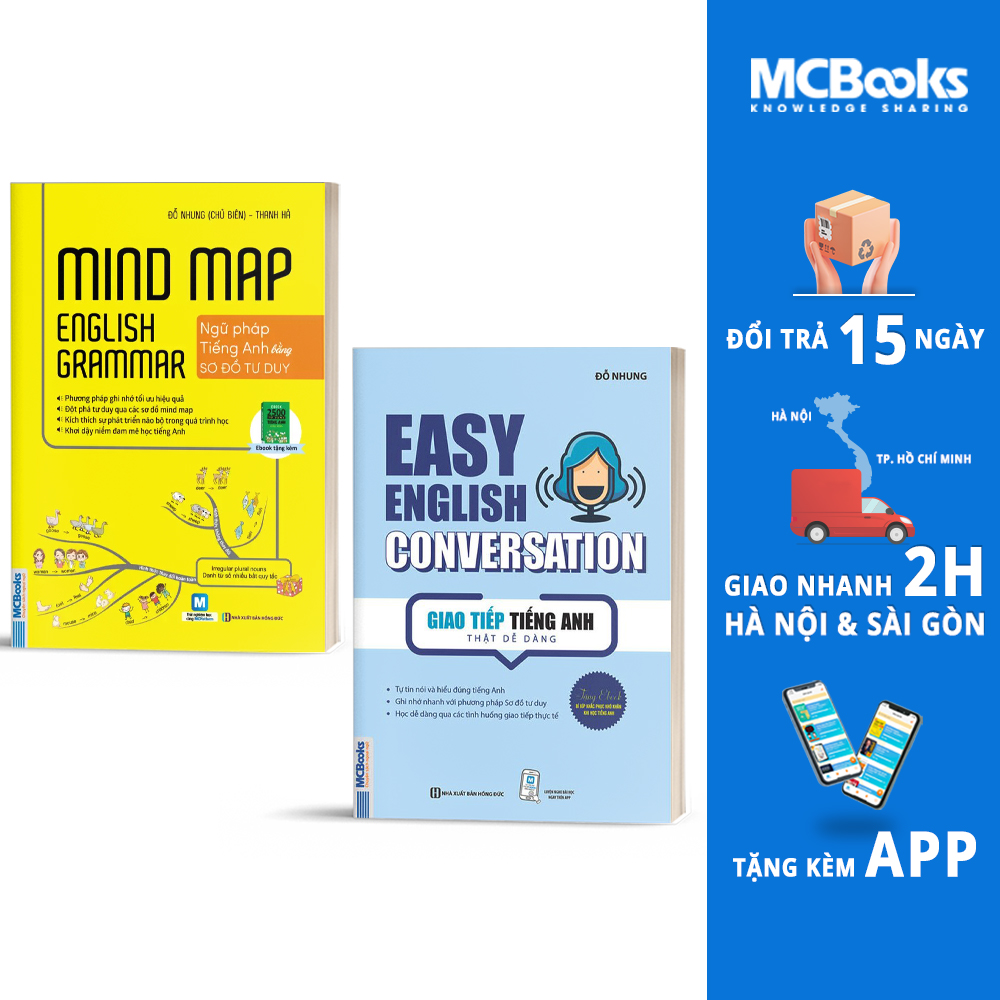 Combo Cẩm Nang Học Tiếng Anh Mindmap English Grammar - Ngữ Pháp Tiếng Anh Bằng Sơ Đồ Tư Duy Giao Tiếp Tiếng Anh Thật Dễ Dàng - Easy English Conversation Tái Bản 2020