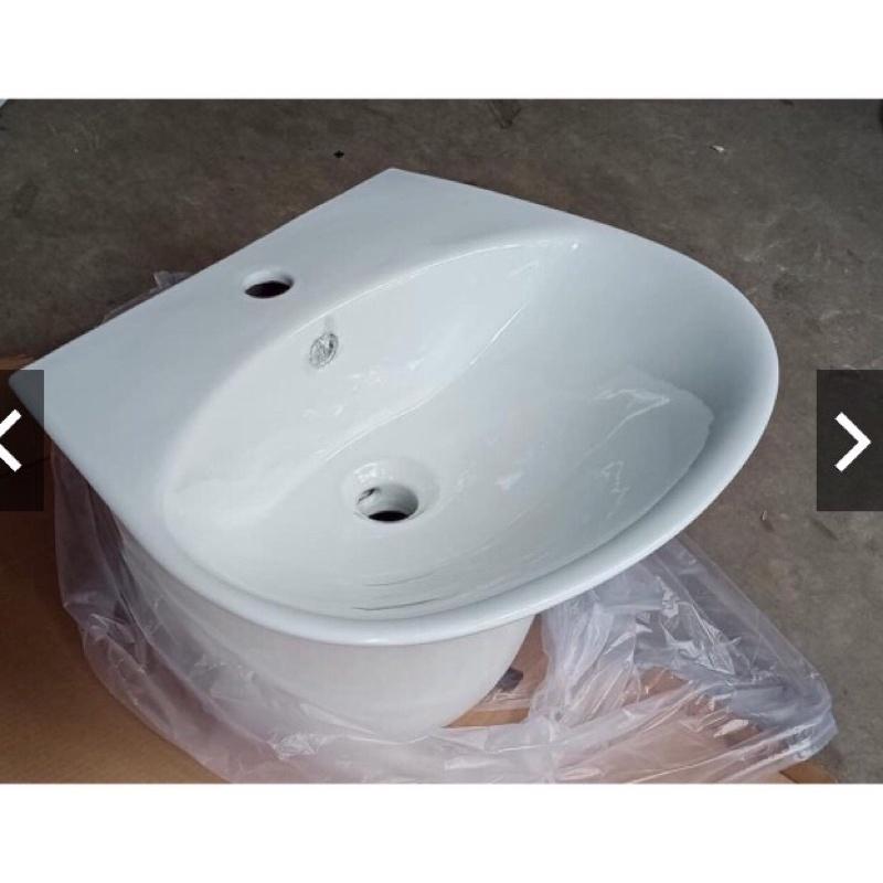 Chậu lavabo rửa mặt treo tường liền chân kích thước nhỏ