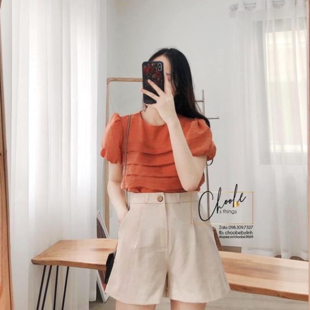 Quần short nữ vải xước hàn quần sooc nữ phong cách Hàn Quốc thoáng mát Banamo Fashion 621