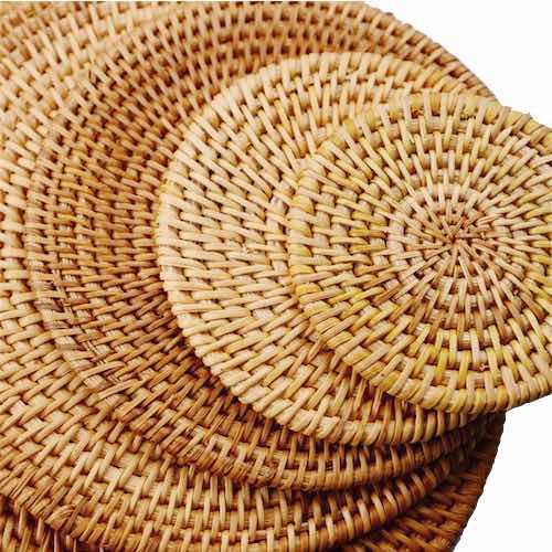 Lót mây lót ly cốc nồi trang trí bàn ăn - Rattan Placemat