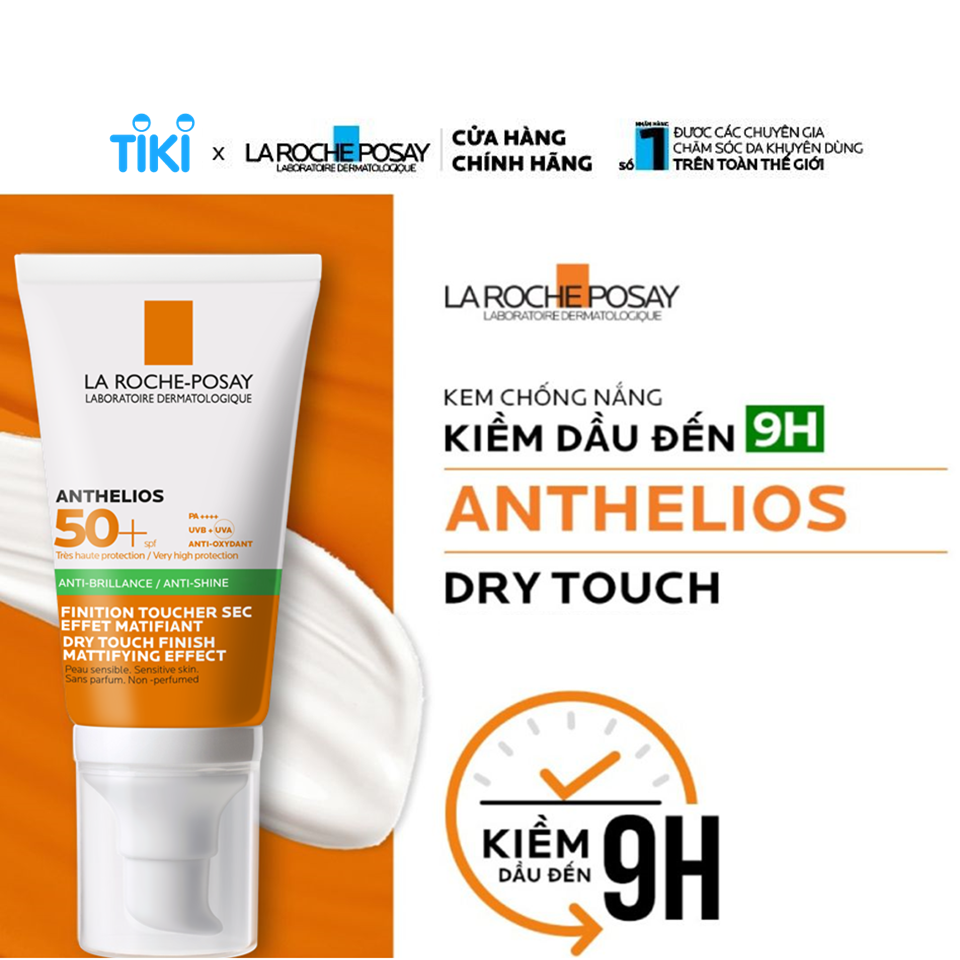 Bộ kem chống nắng La Roche-Posay kiềm dầu, giúp kiểm soát nhờn và chống tia UVB &amp; UVA SPF 50+ Anthelios Dry Touch 50ml