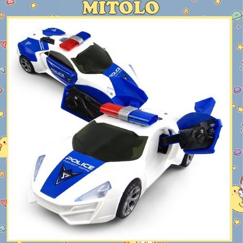 Đồ chơi xe ô tô Mitolo xoay mô hình xe ô tô cảnh sát xoay 360 độ có đèn, có nhạc 8811-23