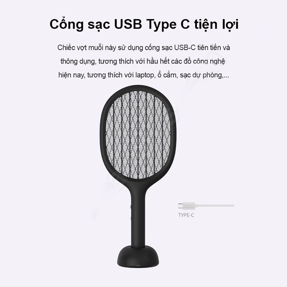 Vợt bắt muỗi Xiaomi Solove P1 làm đèn bắt muỗi vào ban đêm - Hàng Nhập Khẩu