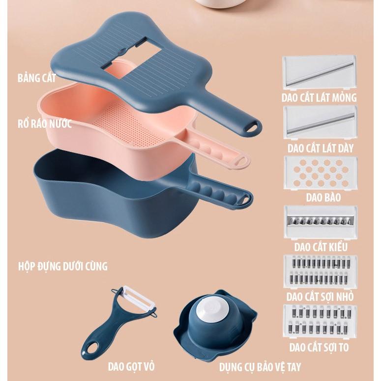 Dụng Cụ Thái Rau Củ Hình Đàn Ukulele - 6 lưỡi dao tùy ý - Cắt được nhiều kiểu - Home and Garden
