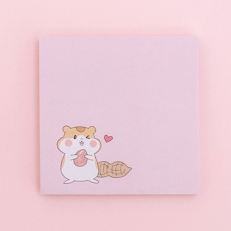 Giấy Note Vuông Ghi Chú Cute Tập 80 Tờ Họa Tiết Chuột Hamster Gấu Trắng Dễ Thương Kích Thước 7.2x7.2cm Có Keo