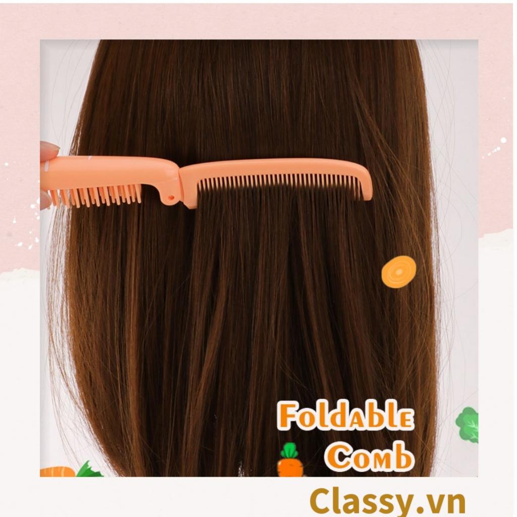 Lược cầm tay mini 2 đầu, gấp gọn Classy tiện lợi hình trái cây cà rốt củ cải nhỏ gọn có thể mang theo PK1566
