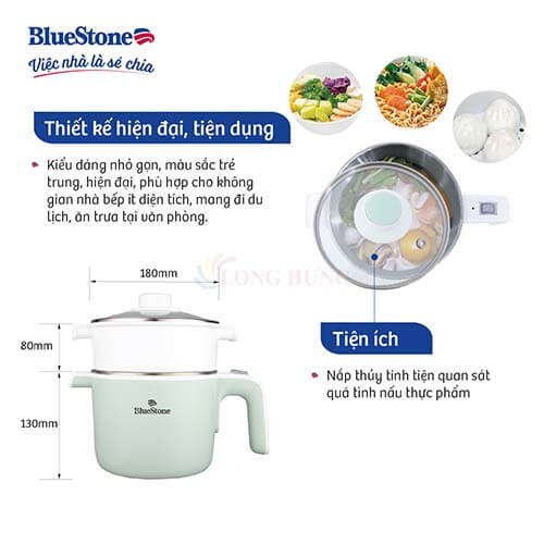 Nồi điện đa năng Bluestone 1.2 lít MPB-7233 - Hàng chính hãng