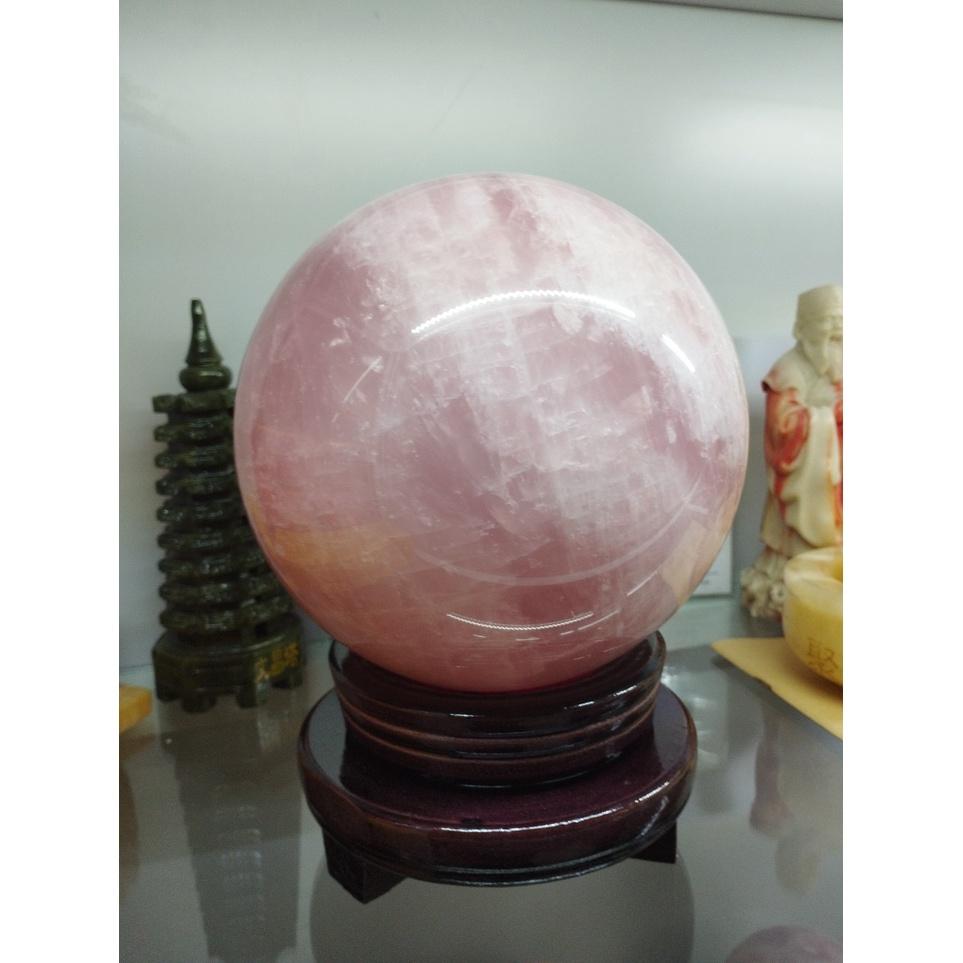 Quả Cầu, Bi Cầu Phong Thuỷ Đá Thach Anh Hồng Có Tặng Kèm Đế - Khối lượng 5.8 kg