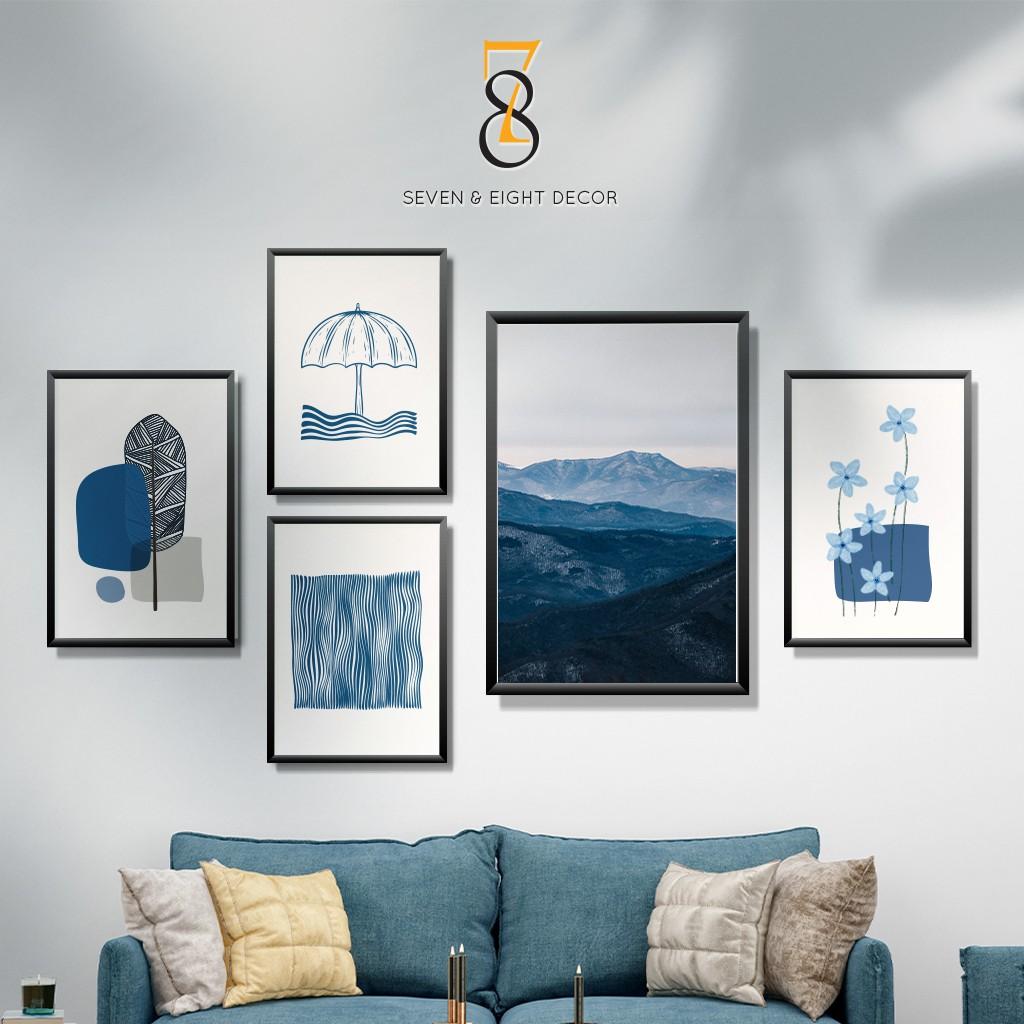 Bộ 05 Tranh Xanh Dương Dịu Mát