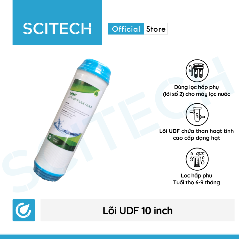Lõi lọc nước số 2 UDF 10 inch dùng trong máy lọc nước RO, bộ lọc thô - Hàng chính hãng