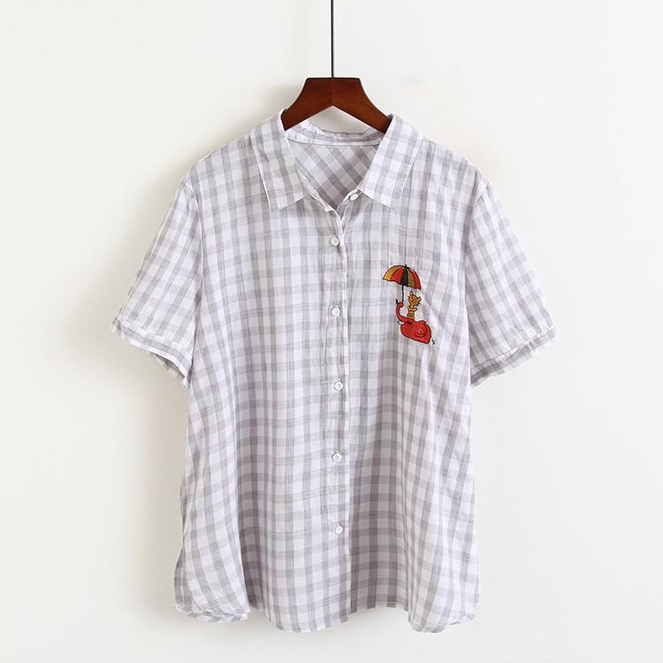 ÁO SƠ MI CARO HỌA TIẾT THÊU XẺ VẠT