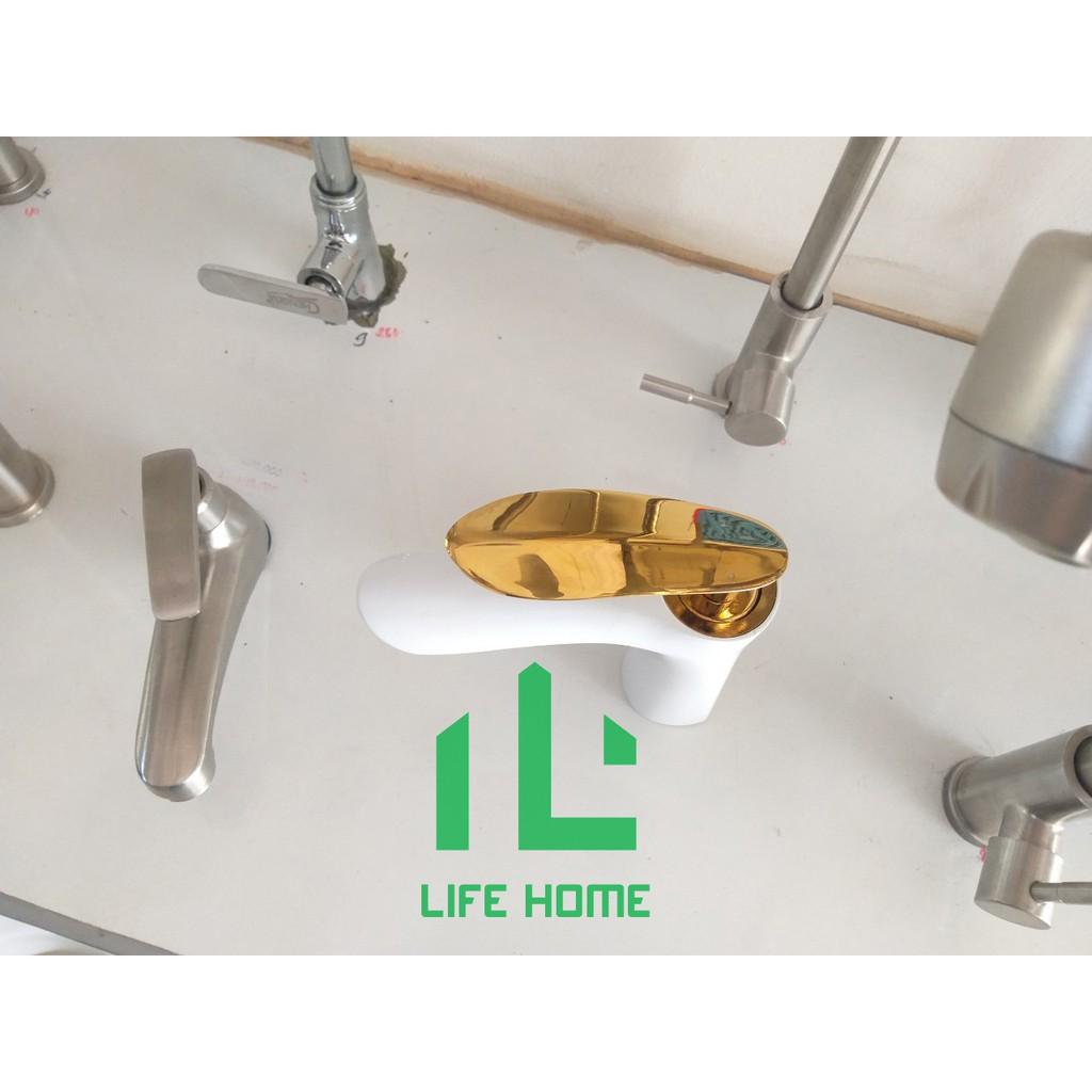 Vòi lavabo tĩnh điện nóng lạnh cao cấp LifeHome (Trắng Vàng)