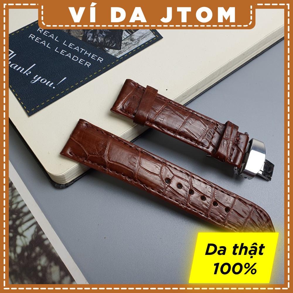 Dây đồng hồ da cá sấu AL107 – Nâu đỏ Size 20/ Size22