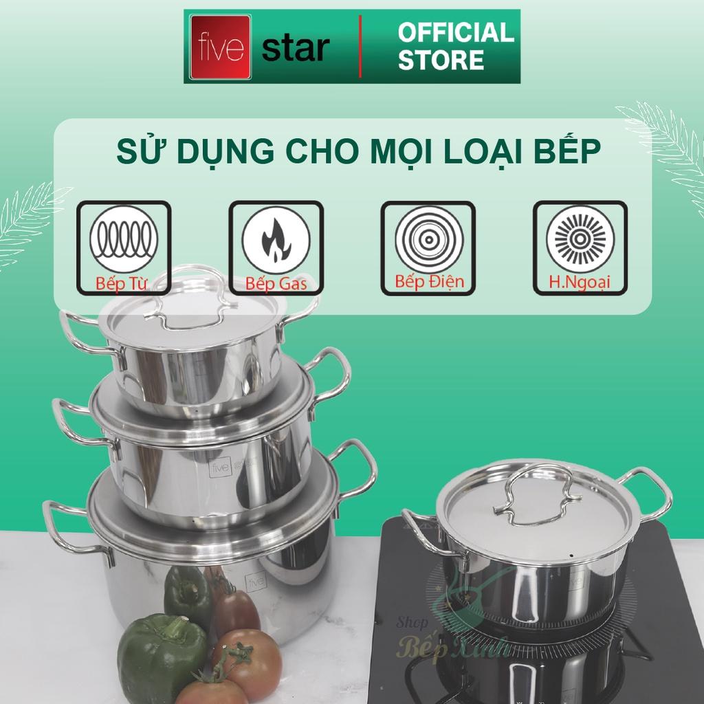 Nồi inox 3 đáy sandwich inox 430 cao cấp Standard bếp từ nắp kính