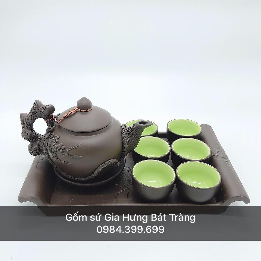 Bộ ấm chén tử sa gốm sứ Bát Tràng