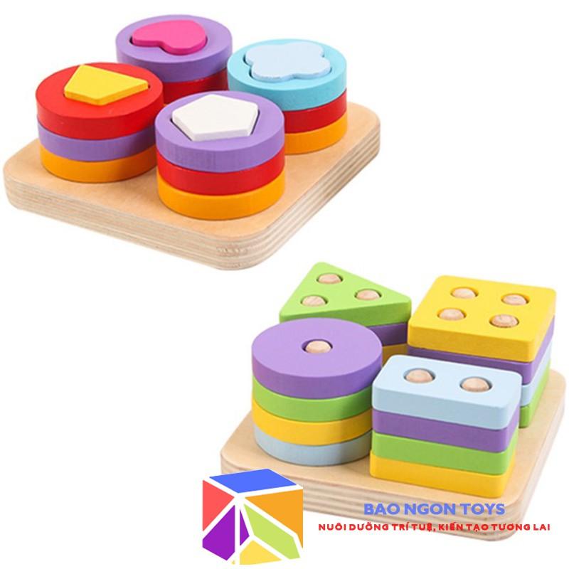 ĐỒ CHƠI GỖ PHÂN LOẠI VÀ XẾP HÌNH MONTESSORI GIÚP BÉ NHẬN BIẾT HÌNH DẠNG,MÀU SẮC