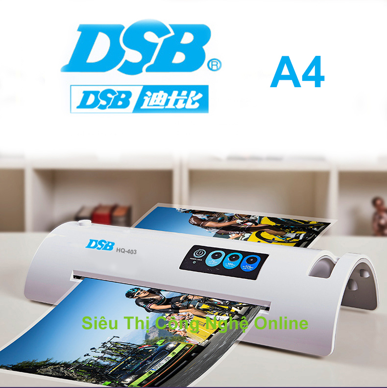 Máy ép nhựa , ép plastic DSB HQ-403 - ép các khổ giấy  A6,A5, A4, là dòng máy ép nhỏ gọn cho văn phòng ( chính hãng )