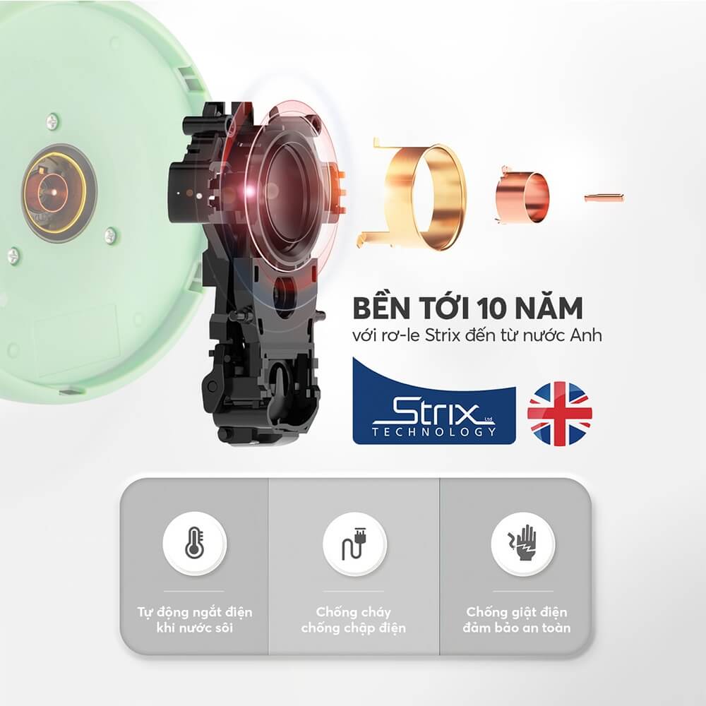 Ấm Đun Siêu Tốc Elmich KEE-8457 1.8L, Hàng Chính Hãng, Sôi Nhanh 45s, Công Nghệ Strix - JoyMall