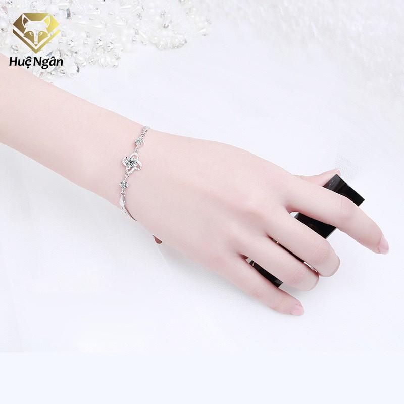 Lắc tay bạc Ý S925 Huệ Ngân - Cỏ bốn lá may mắn dây hộp RYB140087