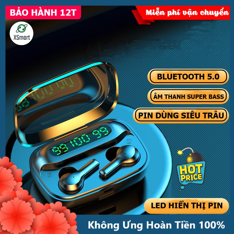 Tai nghe bluetooth không dây phiên bản mới XSmart TWS R3 PREMIUM cho điện thoại, máy tính bảng, có màn hình led, chống ồn - Hàng Chính Hãng