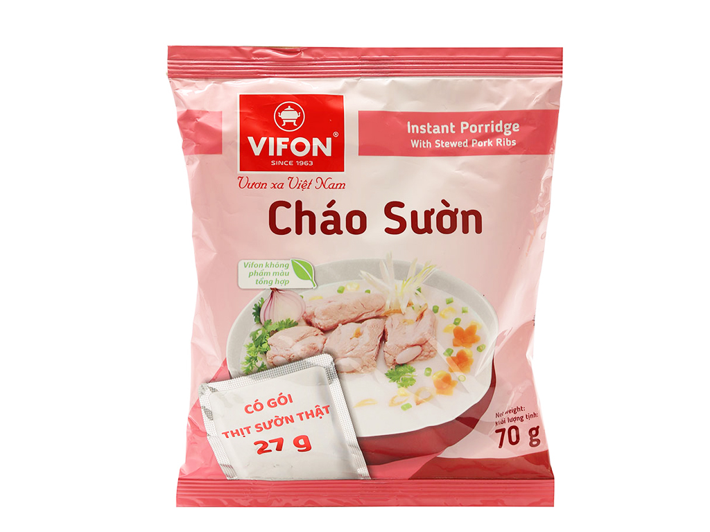 Thùng 50 gói cháo sườn Vifon 70g (có gói thịt sườn thật)