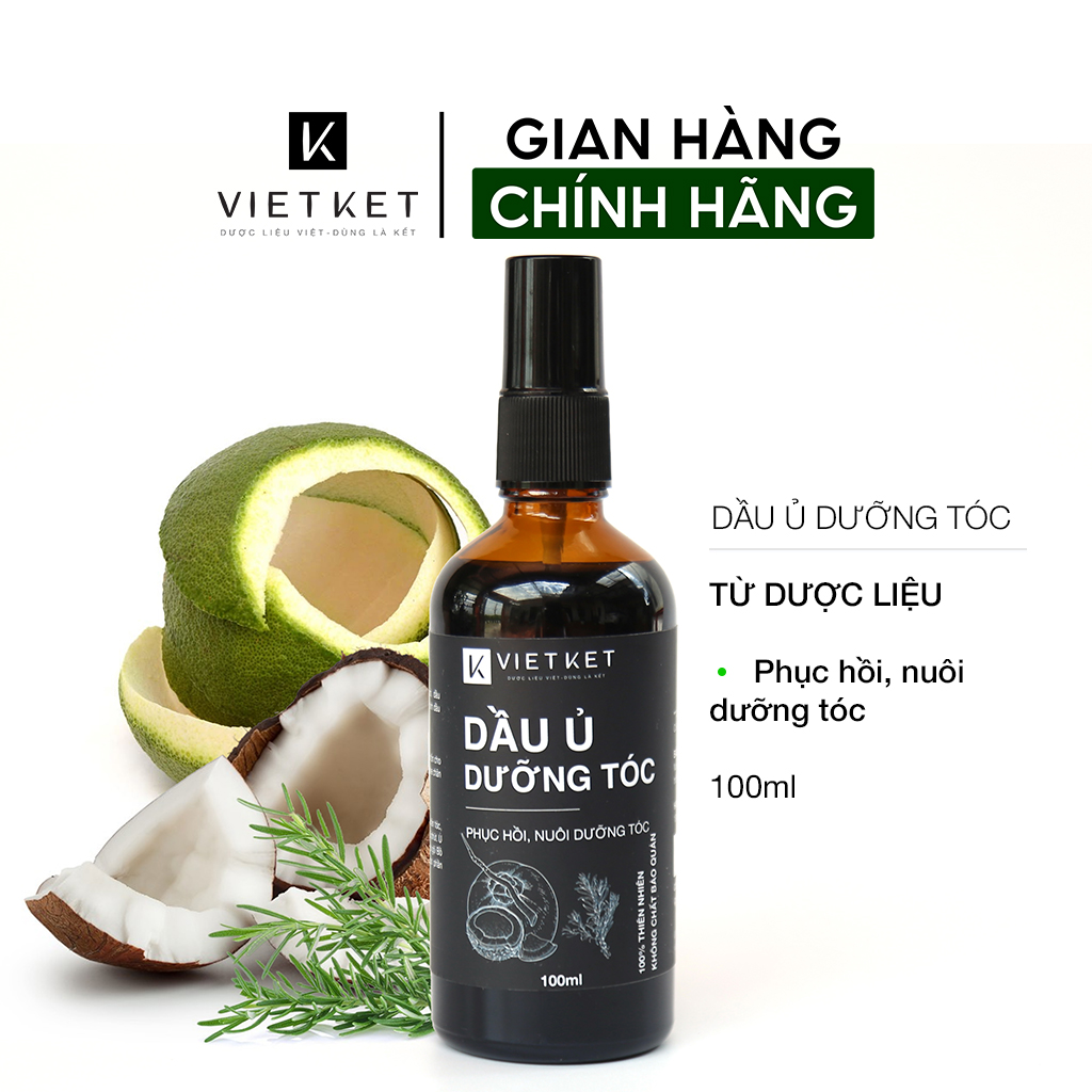 Dầu Ủ Dưỡng Tóc Dược Liệu VIETKET 100ml - Phục hồi, nuôi dưỡng tóc chắc khoẻ