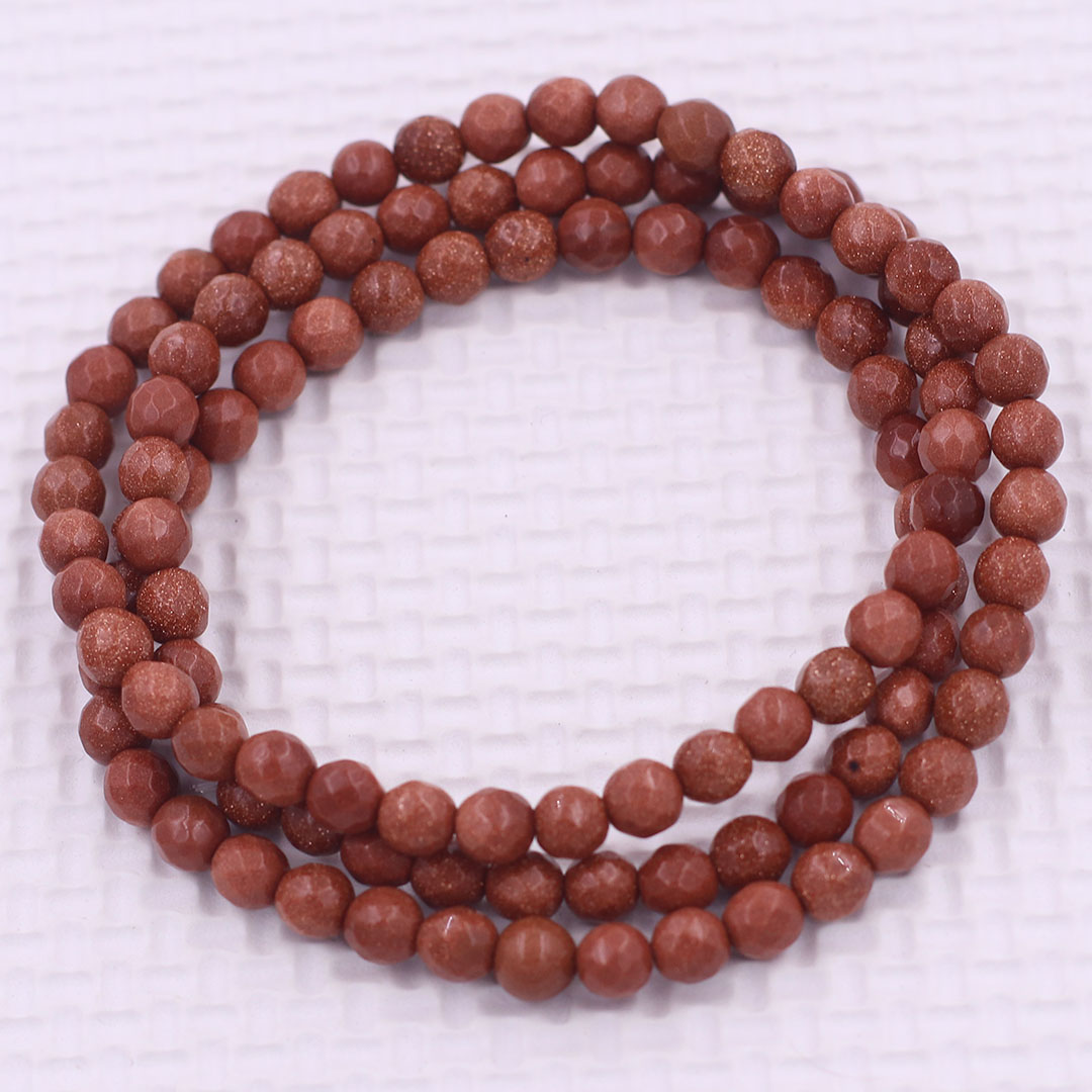 Vòng chuỗi Đá Kim Sa cắt giác 108 hạt 6mm, 8mm - Chuỗi tay Phong thủy - Tràng chuỗi hợp mệnh Kim, Thổ