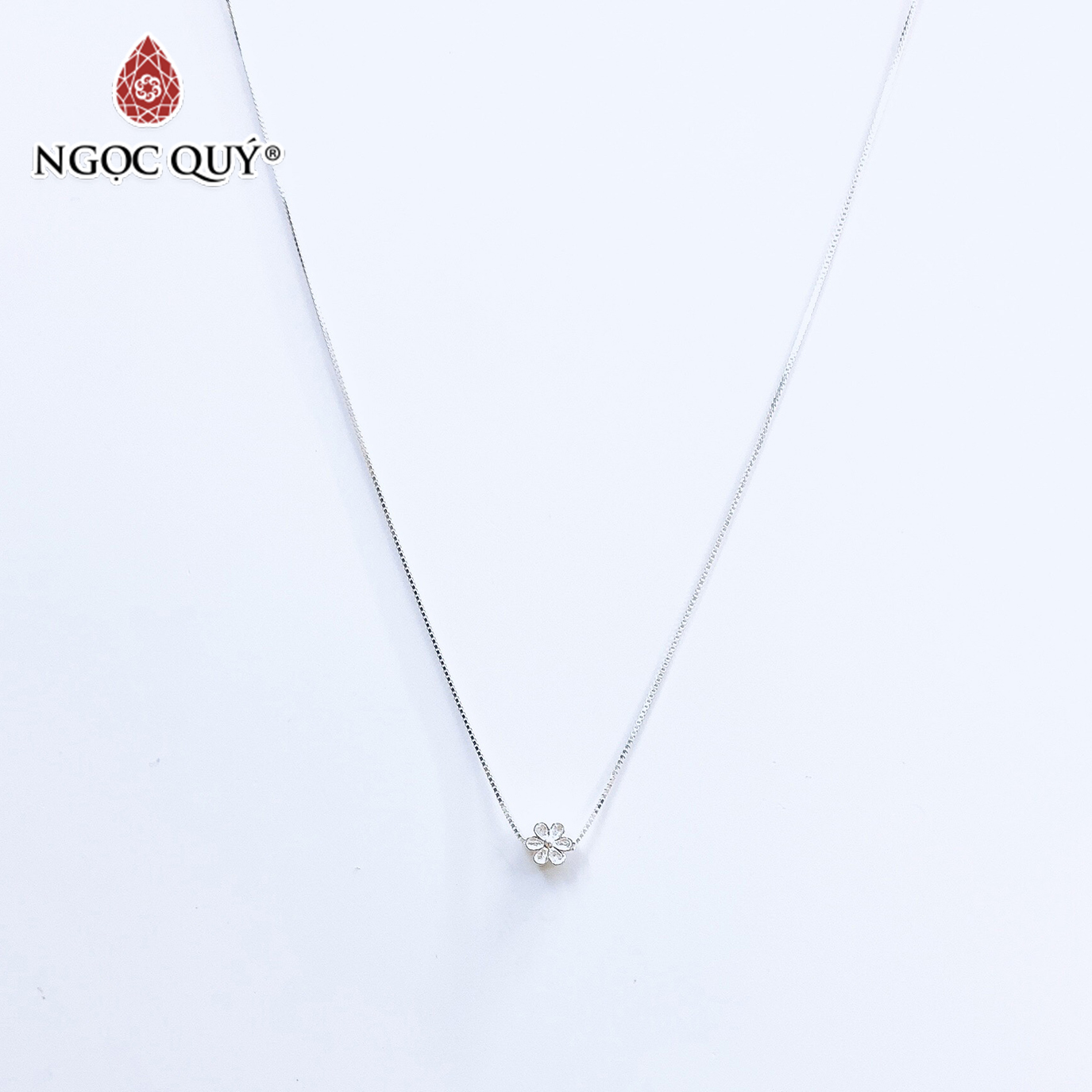 Dây chuyền bạc mặt hoa mai 6 cánh - Ngọc Quý Gemstones
