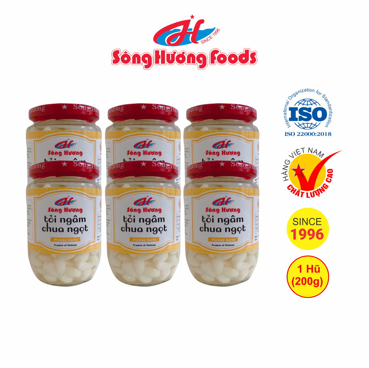 6 Hũ Tỏi Ngâm Chua Ngọt Sông Hương Foods Hũ 200g