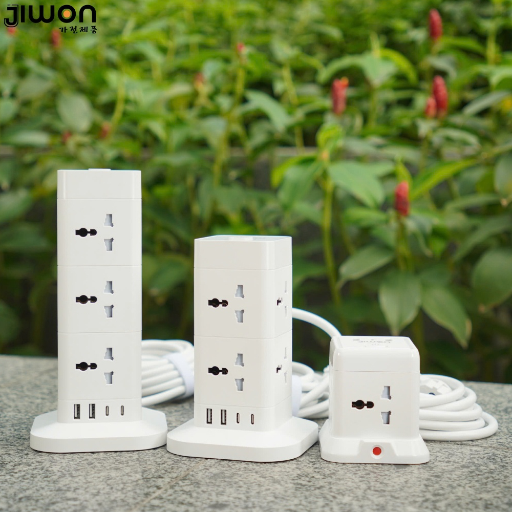 Ổ Cắm Điện Đa Năng Jiwon, Tích hợp cổng USB và Type C có sạc nhanh. Công Suất 2500W Lõi Chống Giật, tự ngắt khi quá tải - Hàng chính hãng