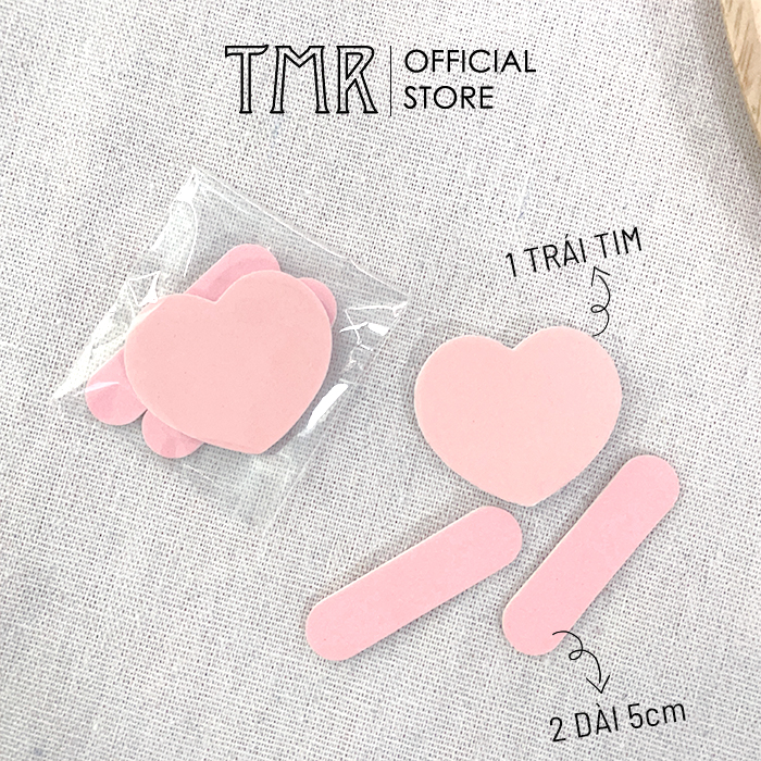 Dũa móng tay TMR Cute Mini - Trái Tim set, định hinh móng, dũa móng 2 mặt chất lượng cao