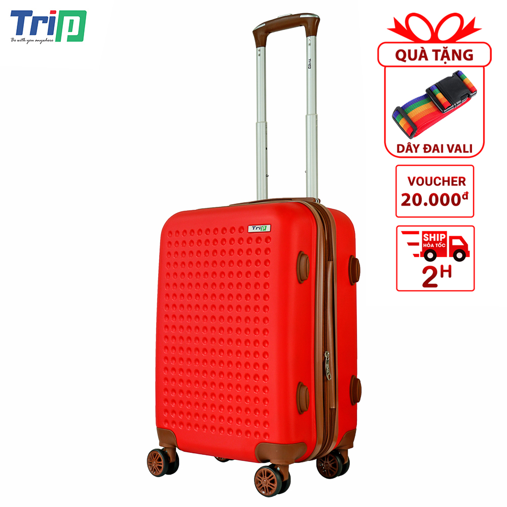 Tặng Dây Đai - Vali Kéo Trip P803A Có Dây Kéo Mở Rộng Size 20Inch Nhựa Pc - Bảo Hành 5 Năm - Hàng Chính Hãng - Màu Đỏ