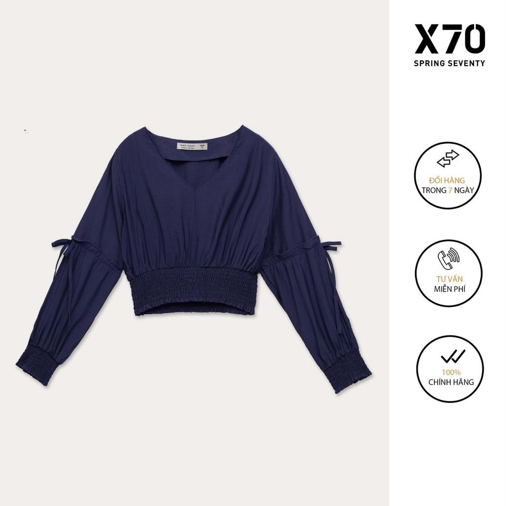 Áo Croptop Kiểu Nữ Trơn Kiểu Dáng Tay Dài Thiết Kế Lưng Chun Thời Trang X70 - 00550003