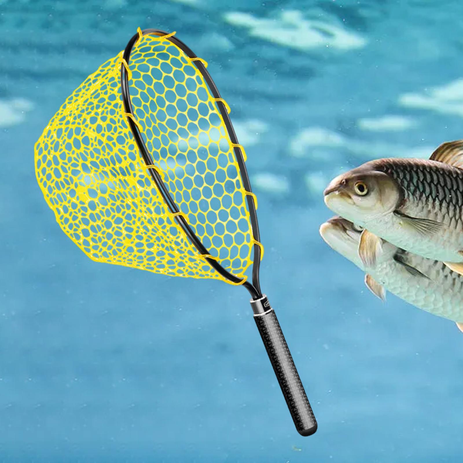 Fishing Landing Net Fishing Mesh Net Comfortable Lightweight Portable Accessories Fish Catching Net for Salmon Bass Boat Outdoor