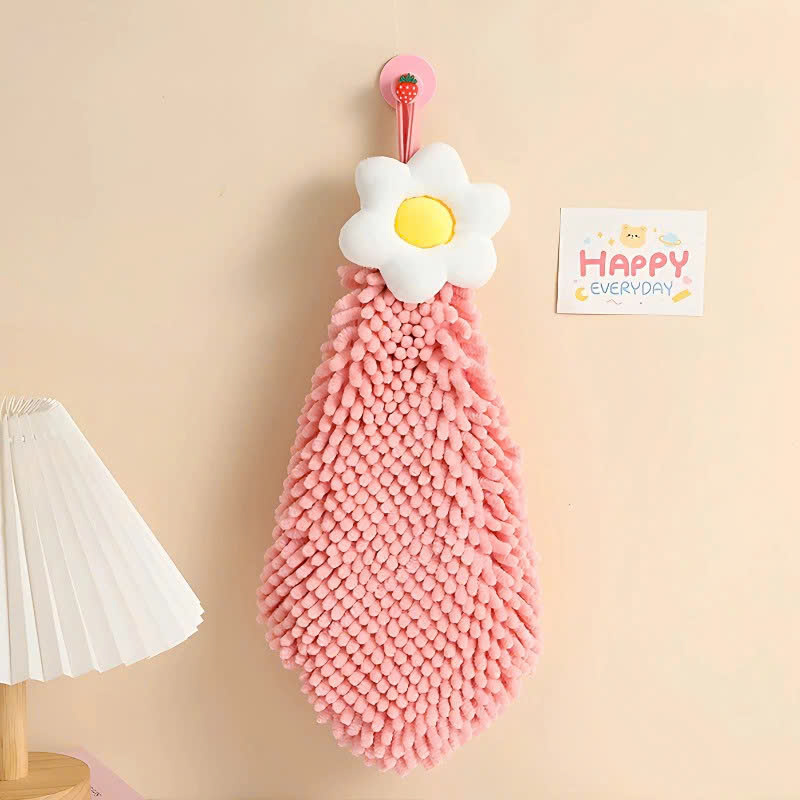 Khăn Lau Tay Hình Bông Hoa Treo Tường Microfiber -Khăn Lau Tay Siêu Mềm Treo Nhà Bếp/Nhà Tắm - Khăn Treo Tường Dạng Tua Mềm Mại - Khăn Lau Tay Thấm Hút Khăn Lau Tay Decor Gắn Tường Microfiber