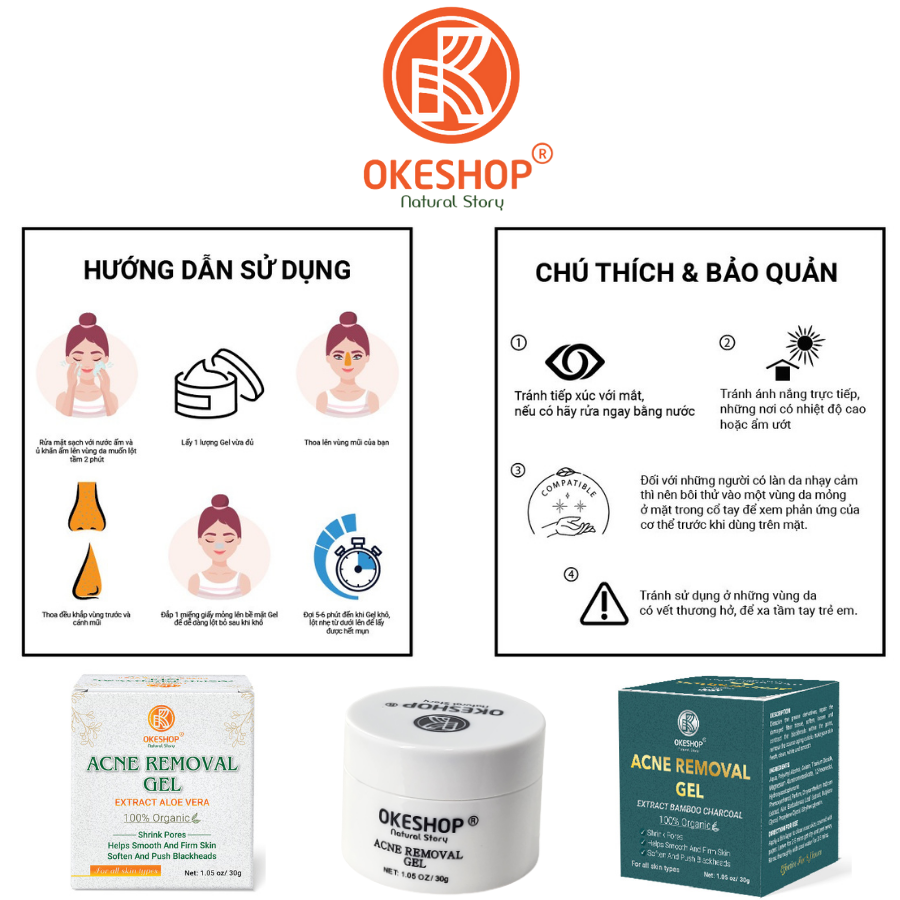 Gel Lột Mụn OKESHOP 30ml - Giải Pháp Loại Bỏ Mụn Đầu Đen - Mụn Cám - Bạ Nhờn - Làm Sạch Sâu Và Thu Nhỏ Lỗ Chân Lông