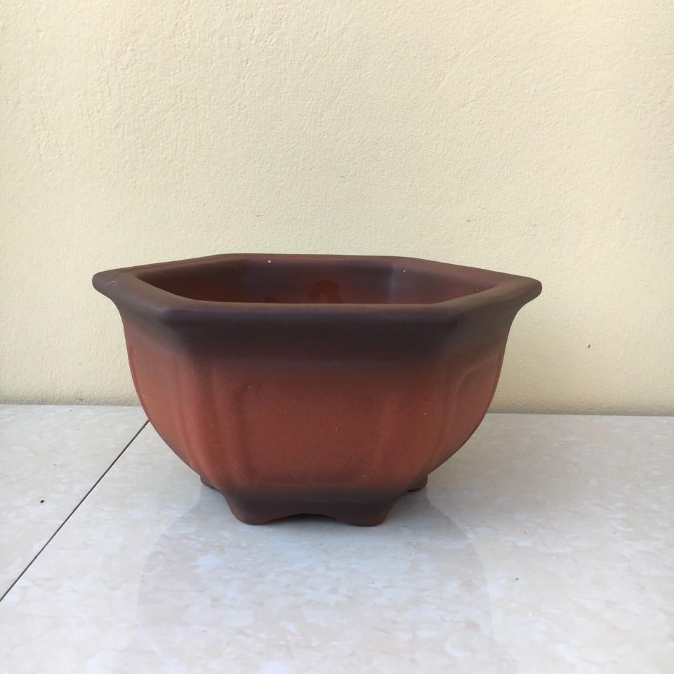 Chậu bonsai Lục giác mini đất nung gốm Bát tràng 1 size BM-40