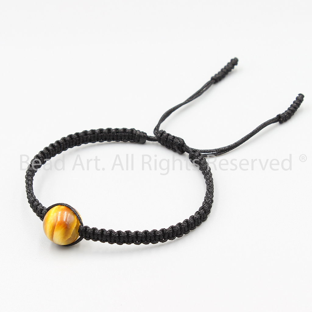 Vòng Tay Thắt Dây Thủ Công Phối Đá Mắt Hổ Vàng Tự Nhiên 10MM, Hợp Mệnh Thổ, Kim, Vòng Tay Phong Thuỷ, Chuỗi Hạt - Bead Art