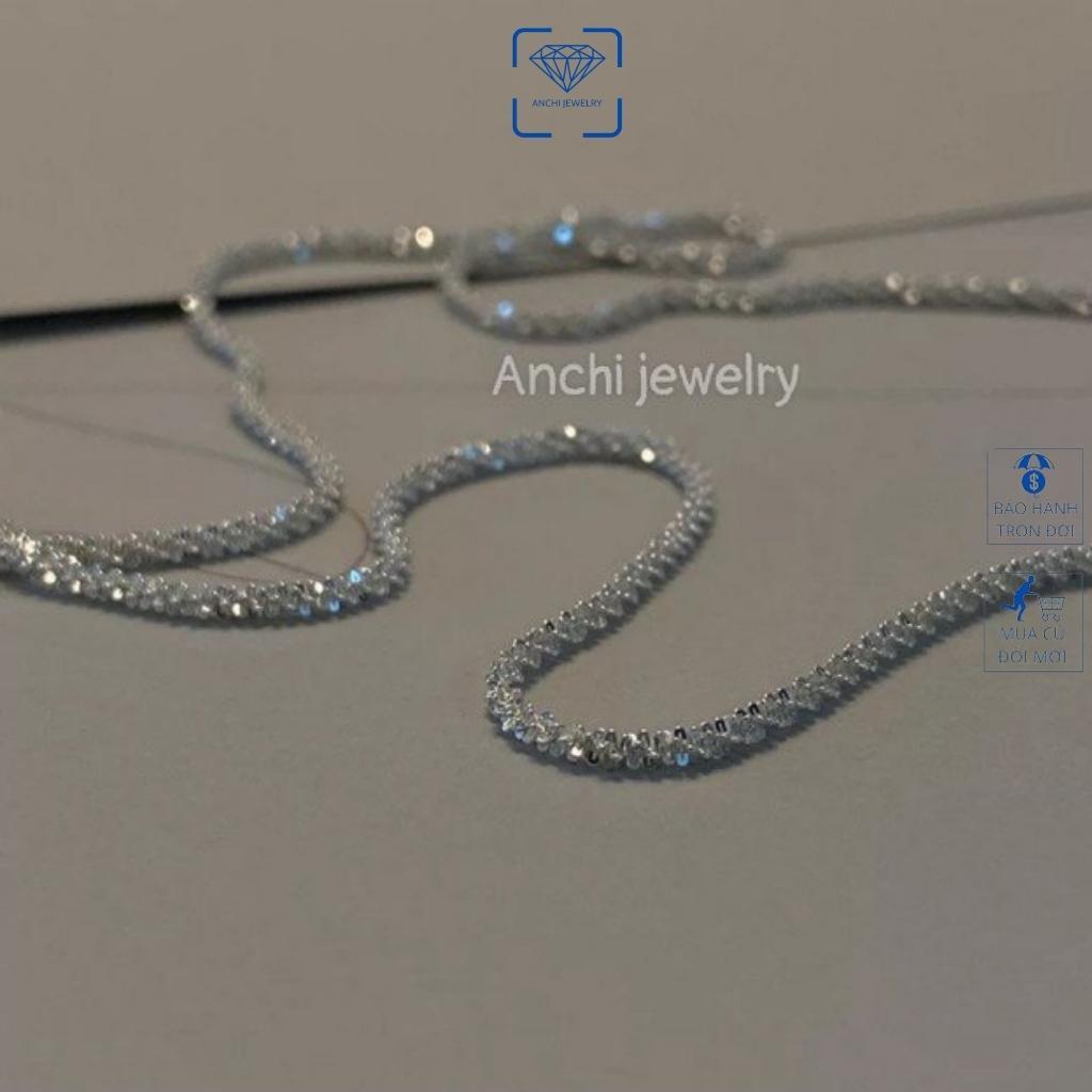 Vòng cổ nữ bạc 925 trơn sợi to thời trang Hàn Quốc, Anchi jewelry