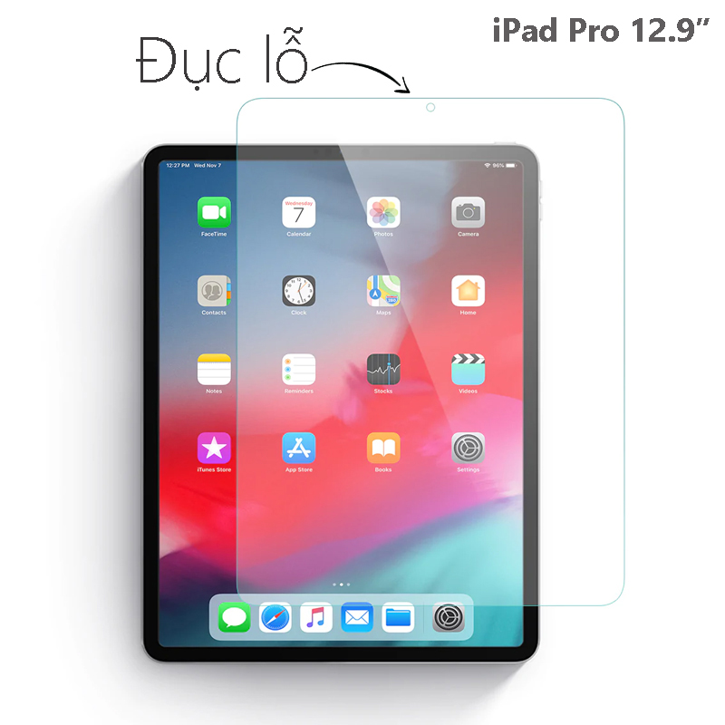 Dán Màn Hình Cường Lực dành cho iPad Pro 11 2021/2020/2018/iPad Pro 12.9&quot; 2021/2020/2018 (Không Khoét Notch)